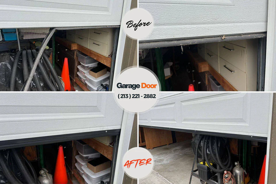 Before and after: garage door repair Tuttle, OK